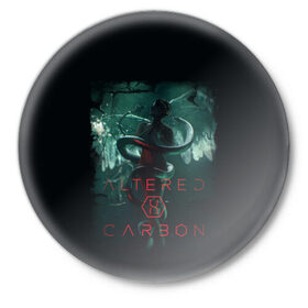 Значок с принтом Altered Carbon в Курске,  металл | круглая форма, металлическая застежка в виде булавки | altere | будущее | бэнкрофт | видоизмененный углерод | генетика | джеймс пьюрфой | ковач | марта игареда | наука | неонуар | ортега | ричард морган | фантастика | футуризм | юэль киннаман