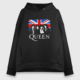 Женское худи Oversize хлопок с принтом Группа Queen в Курске, френч-терри — 70% хлопок, 30% полиэстер. Мягкий теплый начес внутри —100% хлопок | боковые карманы, эластичные манжеты и нижняя кромка, капюшон на магнитной кнопке | paul rodgers | queen | quen | брайан мэй | глэм | группа | джон дикон | квин | королева | куин | меркури | меркьюри | мэркури | поп | роджер тейлор | рок | фредди | фреди | хард | хардрок