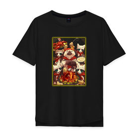 Мужская футболка хлопок Oversize с принтом Monster Hunter Cats в Курске, 100% хлопок | свободный крой, круглый ворот, “спинка” длиннее передней части | monster hunter | monster hunter cats | monster hunter world