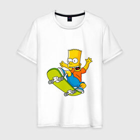Мужская футболка хлопок с принтом Bart Simpson в Курске, 100% хлопок | прямой крой, круглый вырез горловины, длина до линии бедер, слегка спущенное плечо. | bart | family | homer | lisa | school | simpsons | springfield | анимация | барт | гомер | желтый | комедия | лентяй | лиза | мардж | мульт | мультфильм | мэгги | отец | пончик | ребенок | родители | семья | сериал | симпсоны | смех
