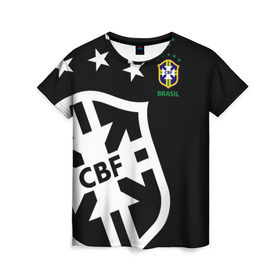 Женская футболка 3D с принтом Brazil Exclusive в Курске, 100% полиэфир ( синтетическое хлопкоподобное полотно) | прямой крой, круглый вырез горловины, длина до линии бедер | бразилии | бразилия | европы | мира | сборная | форма | футбол | чемпионат