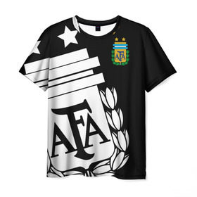 Мужская футболка 3D с принтом Argentina Exclusive в Курске, 100% полиэфир | прямой крой, круглый вырез горловины, длина до линии бедер | Тематика изображения на принте: аргентина | аргентины | месси | мира | сборная | форма | чемпионат