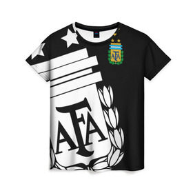 Женская футболка 3D с принтом Argentina Exclusive в Курске, 100% полиэфир ( синтетическое хлопкоподобное полотно) | прямой крой, круглый вырез горловины, длина до линии бедер | аргентина | аргентины | месси | мира | сборная | форма | чемпионат