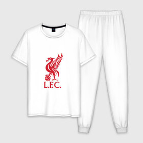 Мужская пижама хлопок с принтом FC Liverpool в Курске, 100% хлопок | брюки и футболка прямого кроя, без карманов, на брюках мягкая резинка на поясе и по низу штанин
 | liverpool | англия | ливерпуль | лига чемпионов | чемпионат