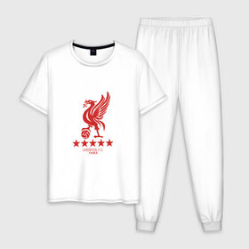 Мужская пижама хлопок с принтом Liverpool FC в Курске, 100% хлопок | брюки и футболка прямого кроя, без карманов, на брюках мягкая резинка на поясе и по низу штанин
 | liverpool | ливерпуль | лига чемпионов | спорт | футбол | чемпионат