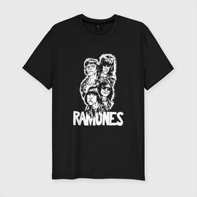 Мужская футболка премиум с принтом Ramones в Курске, 92% хлопок, 8% лайкра | приталенный силуэт, круглый вырез ворота, длина до линии бедра, короткий рукав | 