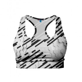 Женский спортивный топ 3D с принтом HEXAGON - Black and White в Курске, 82% полиэстер, 18% спандекс Ткань безопасна для здоровья, позволяет коже дышать, не мнется и не растягивается |  | 