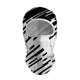Балаклава 3D с принтом HEXAGON - Black and White в Курске, 100% полиэстер, ткань с особыми свойствами — Activecool | плотность 150–180 г/м2; хорошо тянется, но при этом сохраняет форму. Закрывает шею, вокруг отверстия для глаз кайма. Единый размер | 