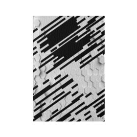 Обложка для паспорта матовая кожа с принтом HEXAGON - Black and White в Курске, натуральная матовая кожа | размер 19,3 х 13,7 см; прозрачные пластиковые крепления | Тематика изображения на принте: 