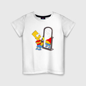 Детская футболка хлопок с принтом Bart Simpson в Курске, 100% хлопок | круглый вырез горловины, полуприлегающий силуэт, длина до линии бедер | Тематика изображения на принте: bart simpson | арт | барт симпсон | зеркало | мультсериал | симпсоны | фотоаппарат