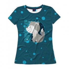 Женская футболка 3D с принтом Wolf в Курске, 100% полиэфир ( синтетическое хлопкоподобное полотно) | прямой крой, круглый вырез горловины, длина до линии бедер | волк | дикий | зверь | легенда | милые | миф | радуга | символ | сказка | существо | яркие