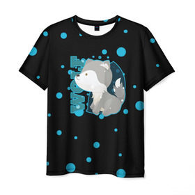 Мужская футболка 3D с принтом Милый волчонок в Курске, 100% полиэфир | прямой крой, круглый вырез горловины, длина до линии бедер | Тематика изображения на принте: 