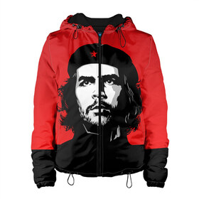 Женская куртка 3D с принтом Che Guevara в Курске, ткань верха — 100% полиэстер, подклад — флис | прямой крой, подол и капюшон оформлены резинкой с фиксаторами, два кармана без застежек по бокам, один большой потайной карман на груди. Карман на груди застегивается на липучку | 