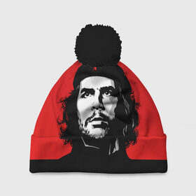 Шапка 3D c помпоном с принтом Che Guevara в Курске, 100% полиэстер | универсальный размер, печать по всей поверхности изделия | 