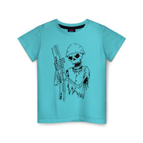 Детская футболка хлопок с принтом Скелетон геодезист (черн.) в Курске, 100% хлопок | круглый вырез горловины, полуприлегающий силуэт, длина до линии бедер | геодезист | геодезия | скелет
