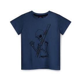 Детская футболка хлопок с принтом Скелетон геодезист 2 (черн.) в Курске, 100% хлопок | круглый вырез горловины, полуприлегающий силуэт, длина до линии бедер | surveyor | геодезист | геодезия | скелет