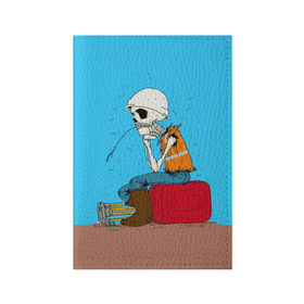 Обложка для паспорта матовая кожа с принтом Скелетон геодезист 3D в Курске, натуральная матовая кожа | размер 19,3 х 13,7 см; прозрачные пластиковые крепления | Тематика изображения на принте: surveyor | геодезист | геодезия | скелет | скелетон