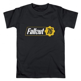 Мужская футболка хлопок с принтом Fallout76_ в Курске, 100% хлопок | прямой крой, круглый вырез горловины, длина до линии бедер, слегка спущенное плечо. | 