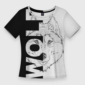 Женская футболка 3D Slim с принтом Wolf в Курске,  |  | wolf | волк | волки