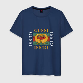 Мужская футболка хлопок с принтом GUSSI в Курске, 100% хлопок | прямой крой, круглый вырез горловины, длина до линии бедер, слегка спущенное плечо. | 