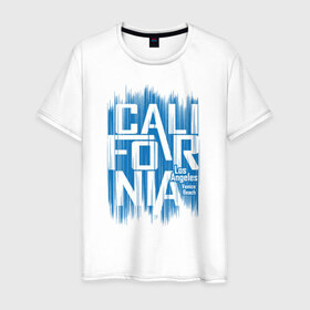Мужская футболка хлопок с принтом California в Курске, 100% хлопок | прямой крой, круглый вырез горловины, длина до линии бедер, слегка спущенное плечо. | Тематика изображения на принте: california | los angeles | америка | калифорния | лос анджелес | сша