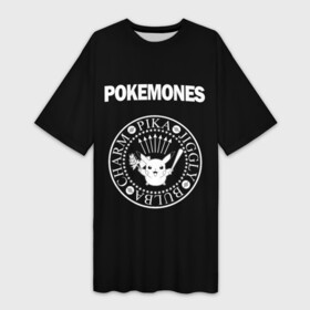 Платье-футболка 3D с принтом Pokemones в Курске,  |  | Тематика изображения на принте: группа | панк | пикачу | покемоны | рамон | рамонес | рамоунз | рамоунс | рок | хард