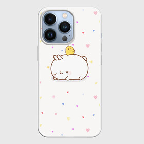 Чехол для iPhone 13 Pro с принтом Molang Птенчик в Курске,  |  | Тематика изображения на принте: kawaii | аниме | зайчик | зая | заяц | каваи | мимими | моланг | птенец | птенчик | розовый