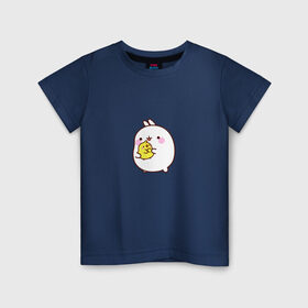 Детская футболка хлопок с принтом Molang Друзья в Курске, 100% хлопок | круглый вырез горловины, полуприлегающий силуэт, длина до линии бедер | kawaii | аниме | зайчик | зая | заяц | каваи | мимими | моланг | птенчик