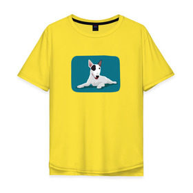 Мужская футболка хлопок Oversize с принтом Бультерьер в Курске, 100% хлопок | свободный крой, круглый ворот, “спинка” длиннее передней части | Тематика изображения на принте: 