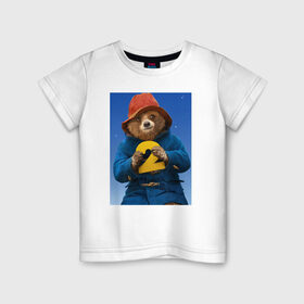 Детская футболка хлопок с принтом Паддингтон 2 в Курске, 100% хлопок | круглый вырез горловины, полуприлегающий силуэт, длина до линии бедер | англия | вокзал | комедия | медведь | мультфильм | паддингтона 2 | фэнтези | шляпа