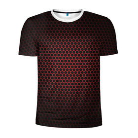 Мужская футболка 3D спортивная с принтом Металлическая сетка в Курске, 100% полиэстер с улучшенными характеристиками | приталенный силуэт, круглая горловина, широкие плечи, сужается к линии бедра | Тематика изображения на принте: абстракция | геометрия | сетка | фигуры