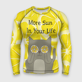 Мужской рашгард 3D с принтом More Sun In Your Life в Курске,  |  | cat | kitty | lemon | lemonade | limon | pussycat | summer | жара | желтый | кот | котенок | котики | котэ | кошка | лемон | лемонад | лето | лимон | лимонад | позитив | серый | сок | солнце | сочный | фрукт | цитрус | черный | яркий