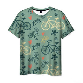 Мужская футболка 3D с принтом Велосипед Текстура в Курске, 100% полиэфир | прямой крой, круглый вырез горловины, длина до линии бедер | байк | велик | вело | велосипед | велосипеды | велоспорт | с велосипедом | спорт