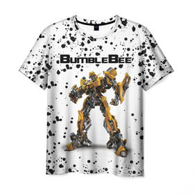 Мужская футболка 3D с принтом Шмель в Курске, 100% полиэфир | прямой крой, круглый вырез горловины, длина до линии бедер | bumblebee | бамблби | герой | камаро | прайм | трансформеры | фильм | шевроле