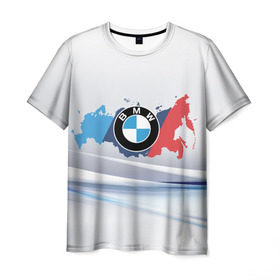 Мужская футболка 3D с принтом BMW BRAND SPORT в Курске, 100% полиэфир | прямой крой, круглый вырез горловины, длина до линии бедер | 