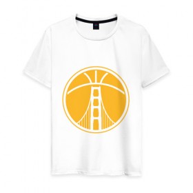 Мужская футболка хлопок с принтом Golden State Warriors в Курске, 100% хлопок | прямой крой, круглый вырез горловины, длина до линии бедер, слегка спущенное плечо. | basketball | golden state warriors | nba | баскетбол | голден стэйт уорриорз | нба
