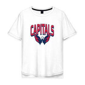 Мужская футболка хлопок Oversize с принтом Capitals в Курске, 100% хлопок | свободный крой, круглый ворот, “спинка” длиннее передней части | 