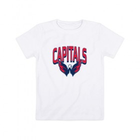 Детская футболка хлопок с принтом Capitals в Курске, 100% хлопок | круглый вырез горловины, полуприлегающий силуэт, длина до линии бедер | 