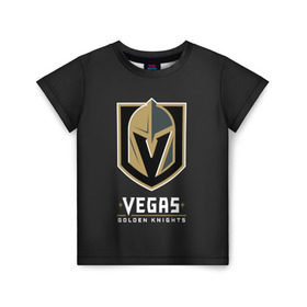 Детская футболка 3D с принтом Vegas Golden Knights в Курске, 100% гипоаллергенный полиэфир | прямой крой, круглый вырез горловины, длина до линии бедер, чуть спущенное плечо, ткань немного тянется | 