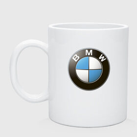 Кружка с принтом BMW в Курске, керамика | объем — 330 мл, диаметр — 80 мм. Принт наносится на бока кружки, можно сделать два разных изображения | bmw | logo | бмв | логотип бмв