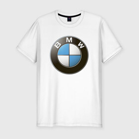 Мужская футболка премиум с принтом BMW в Курске, 92% хлопок, 8% лайкра | приталенный силуэт, круглый вырез ворота, длина до линии бедра, короткий рукав | bmw | logo | бмв | логотип бмв