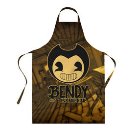 Фартук 3D с принтом Bendy and the ink machine (33) в Курске, 100% полиэстер | общий размер — 65 х 85 см, ширина нагрудника — 26 см, горловина — 53 см, длина завязок — 54 см, общий обхват в поясе — 173 см. Принт на завязках и на горловине наносится с двух сторон, на основной части фартука — только с внешней стороны | bendy | bendy and the ink machine | бенди | бенди и чернильная машина