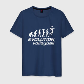 Мужская футболка хлопок с принтом Evoluon volleyball в Курске, 100% хлопок | прямой крой, круглый вырез горловины, длина до линии бедер, слегка спущенное плечо. | evoluon | volleyball |  эволюция | волейбол