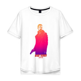 Мужская футболка хлопок Oversize с принтом Бегущий по лезвию 2049 в Курске, 100% хлопок | свободный крой, круглый ворот, “спинка” длиннее передней части | 