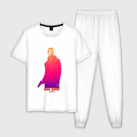 Мужская пижама хлопок с принтом Бегущий по лезвию 2049 в Курске, 100% хлопок | брюки и футболка прямого кроя, без карманов, на брюках мягкая резинка на поясе и по низу штанин
 | 