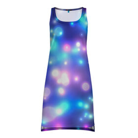 Платье-майка 3D с принтом Цветные огоньки в Курске, 100% полиэстер | полуприлегающий силуэт, широкие бретели, круглый вырез горловины, удлиненный подол сзади. | абстракт | боке | вспышки | космос | огни | огоньки