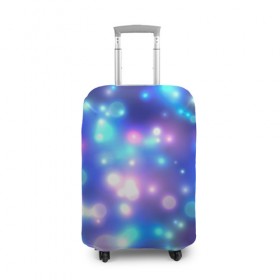 Чехол для чемодана 3D с принтом Цветные огоньки в Курске, 86% полиэфир, 14% спандекс | двустороннее нанесение принта, прорези для ручек и колес | абстракт | боке | вспышки | космос | огни | огоньки