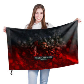 Флаг 3D с принтом Warhammer 40000: Dawn Of War в Курске, 100% полиэстер | плотность ткани — 95 г/м2, размер — 67 х 109 см. Принт наносится с одной стороны | relic entertainment | warhammer 40000: dawn of war | черепа