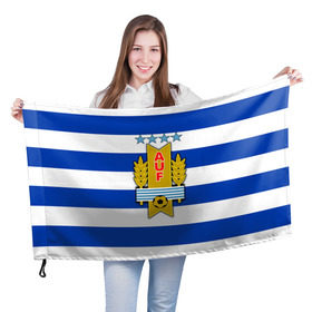 Флаг 3D с принтом Сборная Уругвая по футболу в Курске, 100% полиэстер | плотность ткани — 95 г/м2, размер — 67 х 109 см. Принт наносится с одной стороны | 