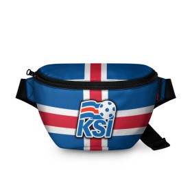 Поясная сумка 3D с принтом Сборная Исландии флаг в Курске, 100% полиэстер | плотная ткань, ремень с регулируемой длиной, внутри несколько карманов для мелочей, основное отделение и карман с обратной стороны сумки застегиваются на молнию | 